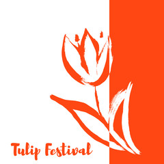 Vector Illustration. Tulip festival. May festival. Tulip paint by hand