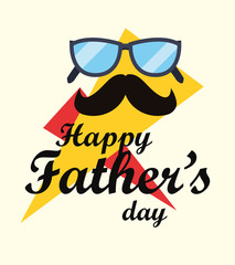 Happy fathers day design with mustache and glasses over colorful background, vector illustration