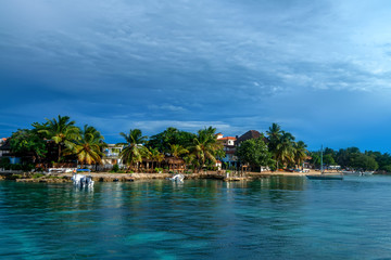 Saona Island coast with hotels view from water