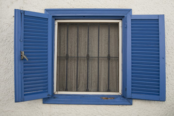 Fototapeta na wymiar Open blue window.