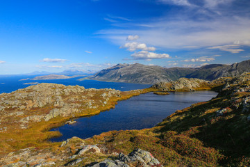 View from mountain mosfjellet in Northern Norway