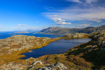 Fototapeta na wymiar View from mountain mosfjellet in Northern Norway