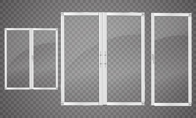 Glass door isolated on transparent background. Vector illustration