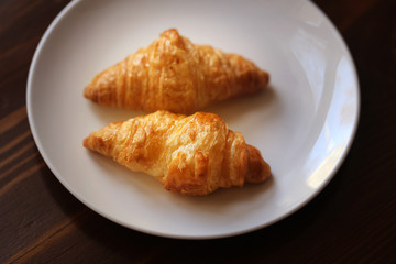 Photo of a macro of delicious croissants