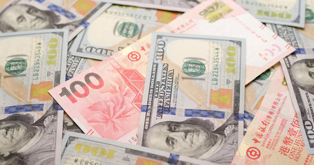 Fototapeta na wymiar Exchange rate between HKD and USD