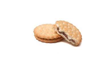 Chocolate cookies isolated on the white