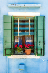 Fototapeta na wymiar window on the island of Burano, Venice