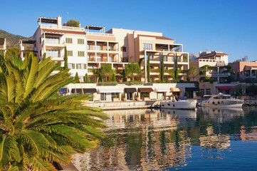 Fototapeta premium Montenegro, Tivat city. View of Porto Montenegro Village on sunny autumn day