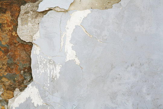 Stone Wall With Old Shattered Plaster