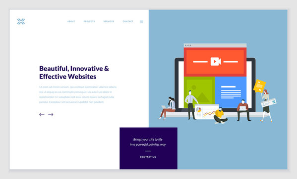 Creative website template design. Vector illustration concept of web page design for website and mobile website development. Easy to edit and customize.