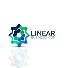 Abstract flower or star, linear thin line icon. Minimalistic business geometric shape symbol created with line segments