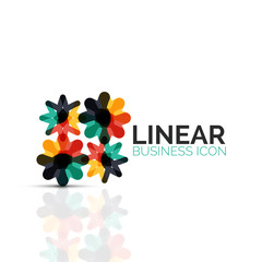 Abstract flower or star, linear thin line icon. Minimalistic business geometric shape symbol created with line segments
