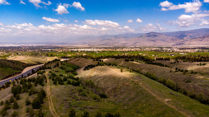 Fototapeta na wymiar Drone View Of Chapman Hills Looking Towards the San Gabriel Valley