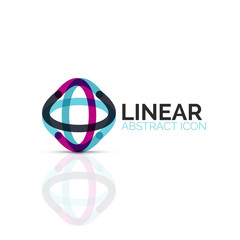 Abstract flower or star minimalistic linear icon, thin line geometric flat symbol for business icon design, abstract button or emblem