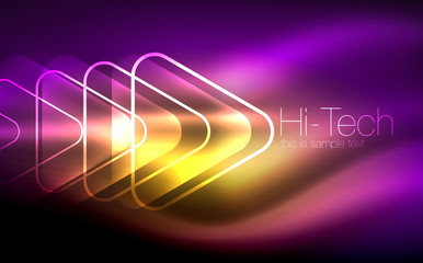 Glowing vector triangle geometric shapes in dark space