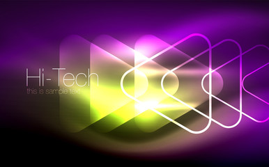 Glowing vector triangle geometric shapes in dark space