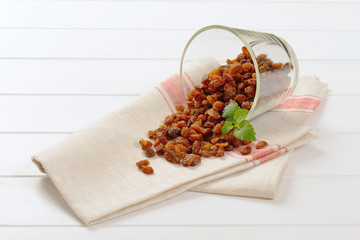glass of sweet raisins