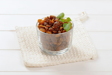 glass of sweet raisins