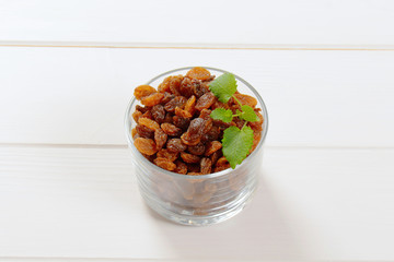 glass of sweet raisins