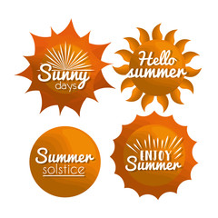 summer stickers sun days hello enjoy  solstice vector illustration