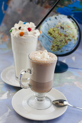 Milkshake and cold coffee close-up