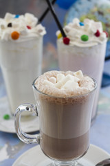Milkshake and cold coffee close-up