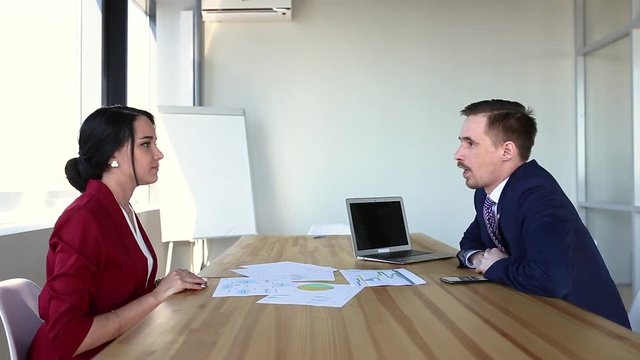 buisness meeting in office boy and girl
