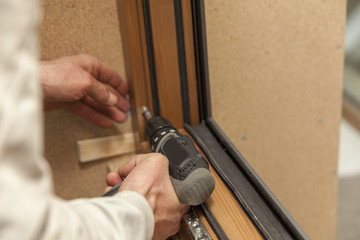 wooden window detail, close up