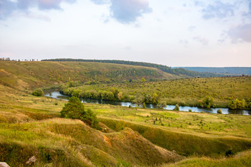 Naklejka premium The valley of the Krasivaya Mecha River. Efremovsky district, Tula region, Russia 