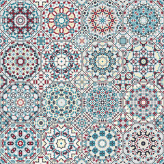 Set of vector seamless arabic patterns. Collection of octagonal and square ornaments. Decorative and design elements for textile, book covers, manufacturing, print, gift wrap.