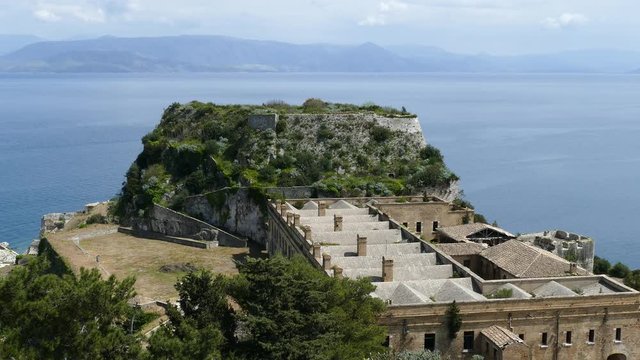 The Old Venetian Fortress in Kerkyra city, Corfu island, Greece. Beautiful seascape from the fortress.