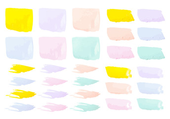 Vector colorful paint smear stroke stain set. Abstract textured art illustration. Acrylic Texture Paint Stain Illustration. Hand drawn brush strokes vector elements. Spring and summer colors.