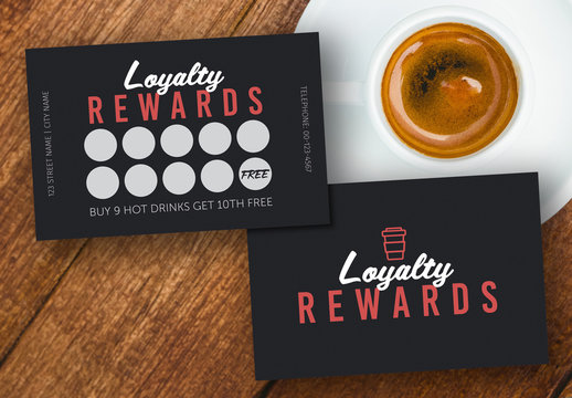 Loyalty Rewards Card Layout with Red Accents