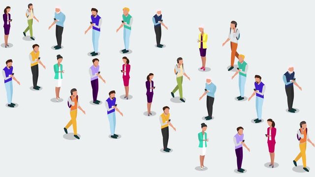 Isometric business people vector video. Businessman and business woman, business clothes. The concept of office workers, director and subordinates isolated on white background. -stock footage