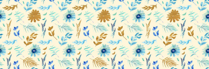 Spring flower seamless pattern. Fresh spring watercolor floral seamless pattern for wedding cards, seamless pattern background of websites and mobile app and organic food sign and banners.