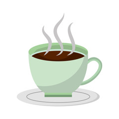 hot coffee cup in dish aroma fresh vector illustration