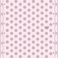 Abstract polka dot vector seamless pattern with little hearts and weave