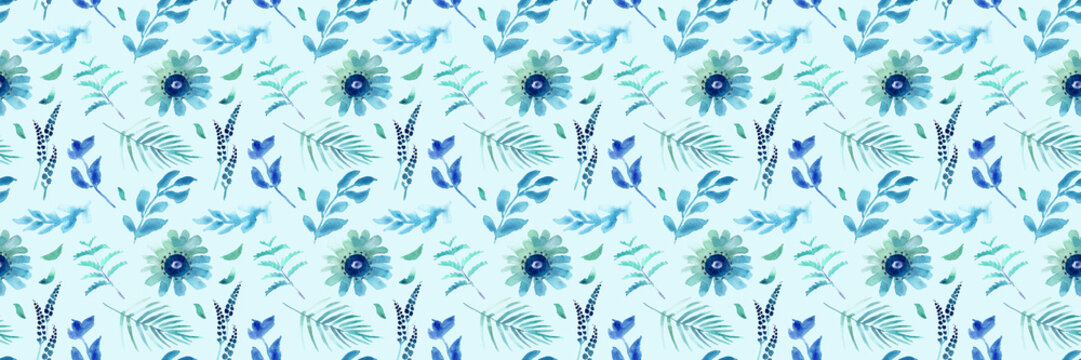 Spring flower seamless pattern. Fresh spring watercolor floral seamless pattern for wedding cards, seamless pattern background of websites and mobile app and organic food sign and banners.