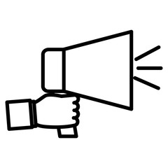 hand holding megaphone marketing business vector illustration outline