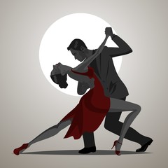 couple and tango dance - obrazy, fototapety, plakaty