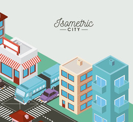 isometric city scene icons
