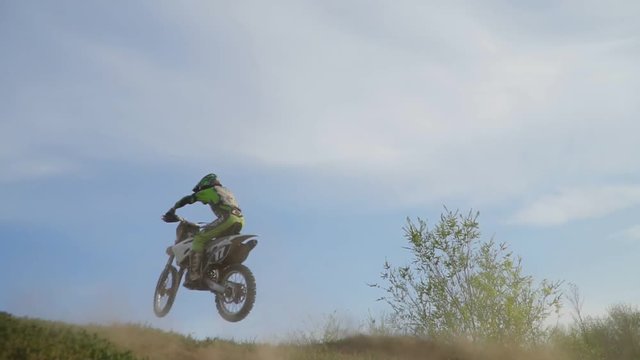 Enduro motocross off-road racing. dust from under the wheels