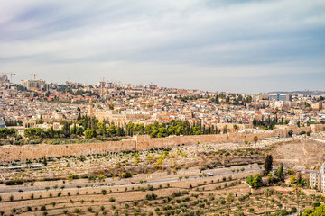 Panoramic view to Jerusalem old city.