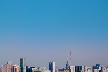 Fototapeta premium city on the horizon below. on top of a lot of space for text