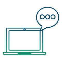 laptop computer device with speech bubble vector illustration design