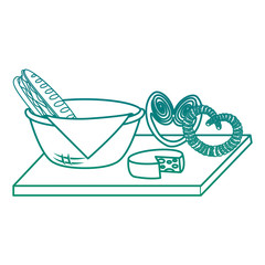 basket with napkin and food vector illustration design