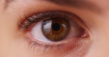 Extreme close up of Caucasian millennial's iris