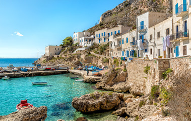 View of Levanzo Island, is the smallest of the three Aegadian islands in the Mediterranean sea of Sicily, Trapani, Italy - obrazy, fototapety, plakaty