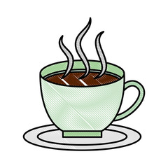 hot coffee cup in dish aroma fresh vector illustration