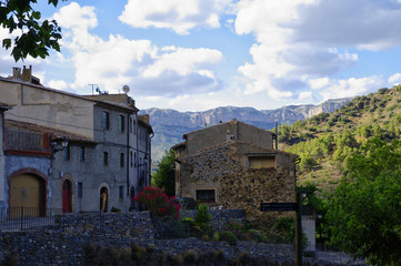 Fototapeta na wymiar The small village located in the Park of Serra de Montsant, Spain